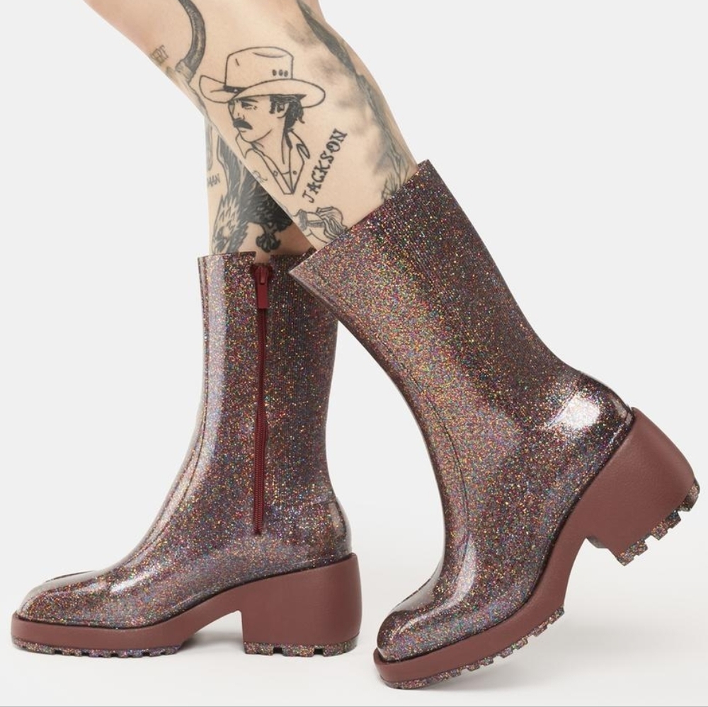 Melissa Vegan PVC Nancy Glittery Women's Boots Purple